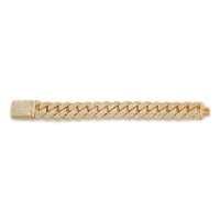 4 Row Diamond Prong Set Cuban Link Bracelet